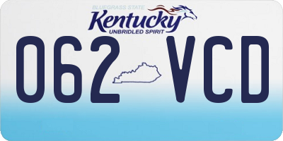 KY license plate 062VCD