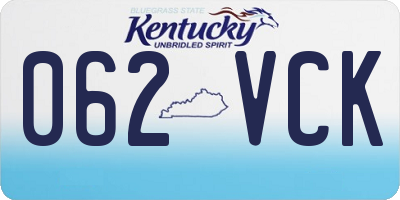 KY license plate 062VCK
