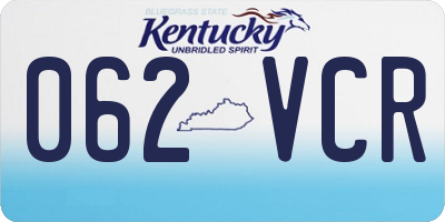 KY license plate 062VCR
