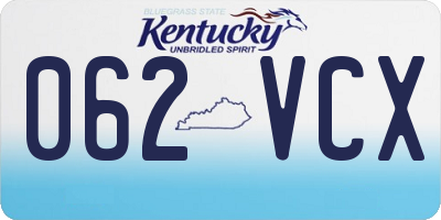 KY license plate 062VCX