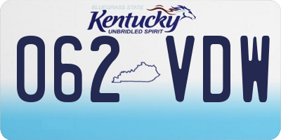 KY license plate 062VDW
