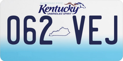 KY license plate 062VEJ