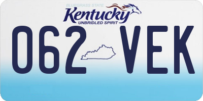 KY license plate 062VEK