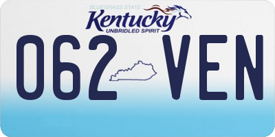 KY license plate 062VEN