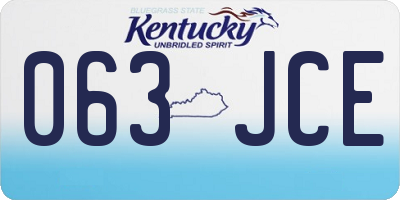 KY license plate 063JCE