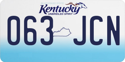 KY license plate 063JCN