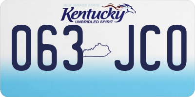 KY license plate 063JCO