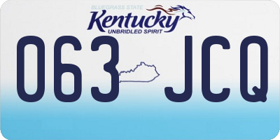 KY license plate 063JCQ