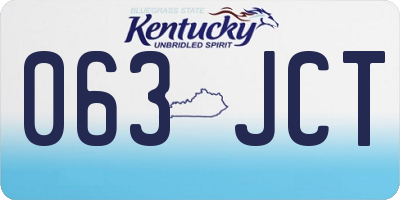 KY license plate 063JCT