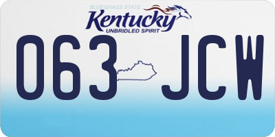 KY license plate 063JCW