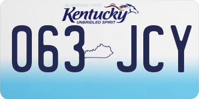 KY license plate 063JCY