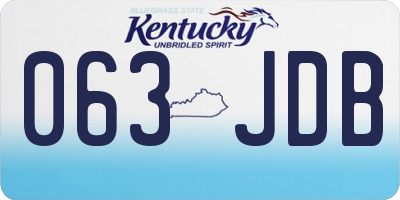 KY license plate 063JDB