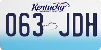 KY license plate 063JDH