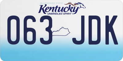KY license plate 063JDK