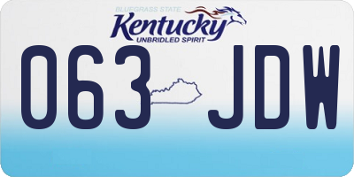 KY license plate 063JDW