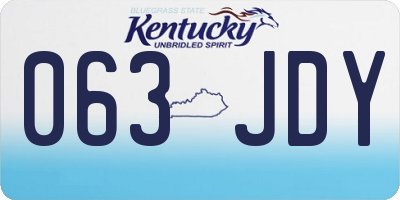 KY license plate 063JDY