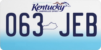 KY license plate 063JEB