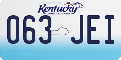 KY license plate 063JEI