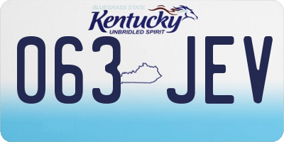KY license plate 063JEV