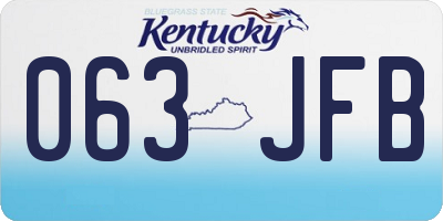 KY license plate 063JFB