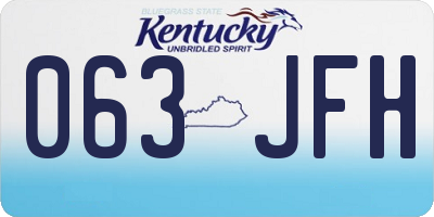 KY license plate 063JFH
