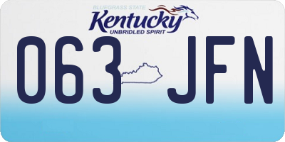 KY license plate 063JFN