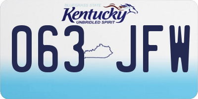 KY license plate 063JFW