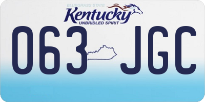 KY license plate 063JGC