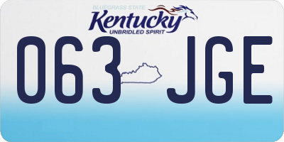 KY license plate 063JGE