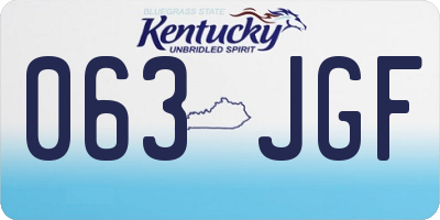 KY license plate 063JGF