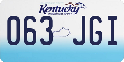 KY license plate 063JGI