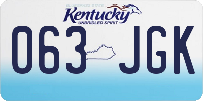 KY license plate 063JGK