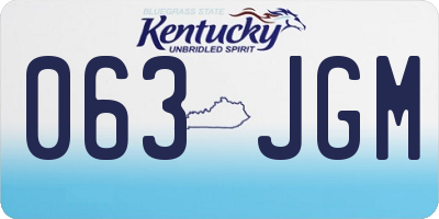 KY license plate 063JGM