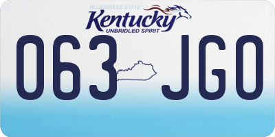 KY license plate 063JGO
