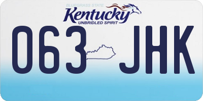 KY license plate 063JHK