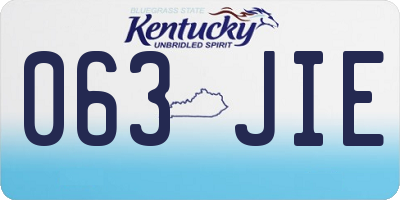 KY license plate 063JIE