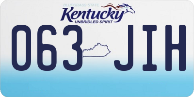 KY license plate 063JIH