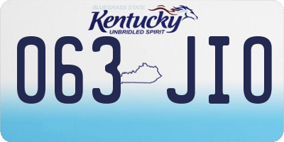 KY license plate 063JIO
