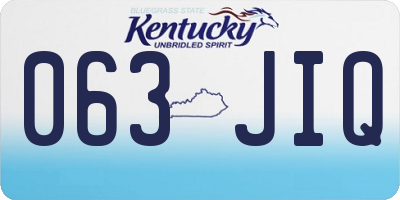 KY license plate 063JIQ