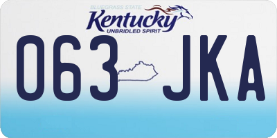 KY license plate 063JKA