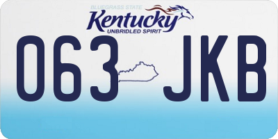 KY license plate 063JKB