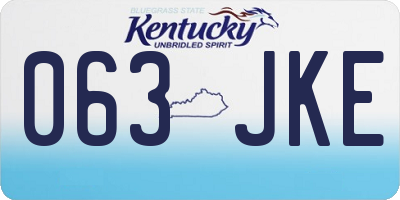 KY license plate 063JKE