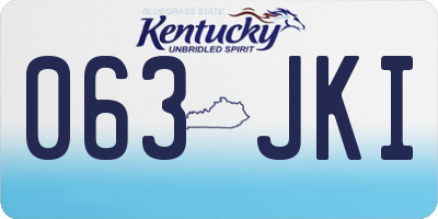 KY license plate 063JKI