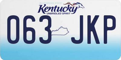 KY license plate 063JKP