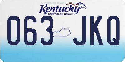 KY license plate 063JKQ