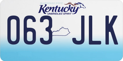 KY license plate 063JLK