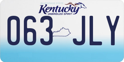 KY license plate 063JLY