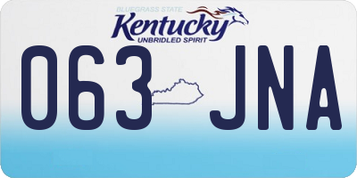 KY license plate 063JNA