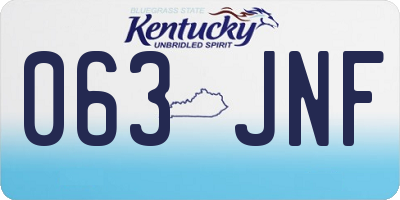KY license plate 063JNF