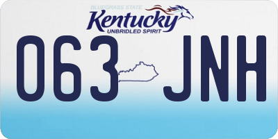 KY license plate 063JNH